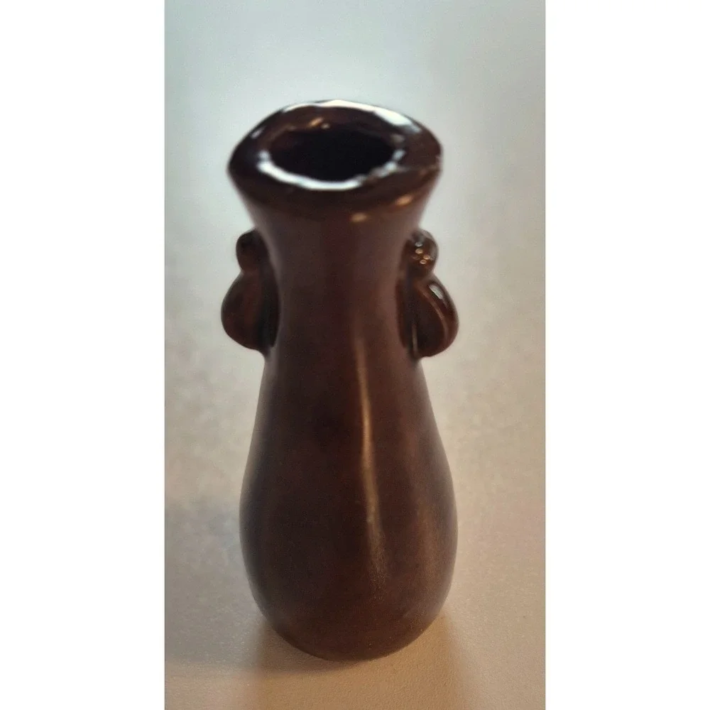 Vintage Miniature Brown‎ Banko Ware Vase Japan Mid Century Modern 3 Inch Small